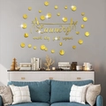 Pegatinas de espejo dorado Laundry con frases wash dry fold repeat para decorar paredes - Dorado