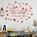 Pegatina de pared espejo acrílico rojo con frase Laundry wash dry fold repeat y círculos - Rojo
