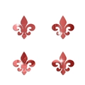 Set of 4 red mirror acrylic fleur-de-lis wall stickers with reflective surface - Red