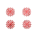 Detail view of red acrylic mirror wall stickers with a symmetrical mandala petal design - Red