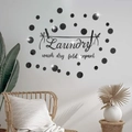 Zwarte acryl Laundry spiegel muurstickers set met cirkels voor huisdecoratie - Zwart