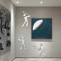 Pegatinas de pared de espejo acrílico con siluetas deportivas de golf, béisbol y tenis - Plateado