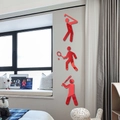 Pegatinas de pared 3D de acrílico rojo con siluetas deportivas de golf, tenis y béisbol - Rojo