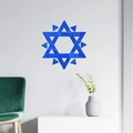 Décoration murale moderne avec des autocollants miroirs bleus en forme d'étoile de David - Bleu