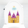 Cartoon Schloß und blaue Wolke Wandaufkleber für Toilettendeckel Deko mit Sternen - Schloss-toilettenaufkleber Mt003