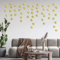 Pegatinas de pared 3D de acrílico amarillo con forma de estrella para sala de estar - Dorado