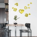 Stickers Muraux 3D Coeur et Trèfle en Miroir Doré pour Décoration de Salon Moderne - Doré
