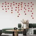Set de pegatinas de pared de estrellas 3D en acrílico rojo para decorar salón y dormitorio - Rojo