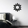 Décoration murale moderne en acrylique miroir noir étoile de David pour chambre à coucher - Noir