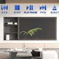 Blue mirror acrylic media player wall stickers with 3D playback icons for living room decor - Blue