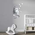 Adesivi murali gatto specchio acrilico con cuori per decorazione camera dei bambini - Argento (JM3152)