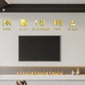 Adesivi murali specchio dorato lettore multimediale per decorazione sfondo TV salotto - Oro