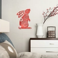 Adesivo murale 3D in specchio acrilico rosso a forma di coniglio con motivi cinesi - Rosso