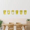 Set di 6 specchi da parete in acrilico dorato a forma di tazza per decoro cucina - Oro