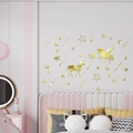 Pegatinas de pared 3D de unicornio y estrellas doradas para decoración de dormitorio infantil - Dorado