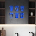Adesivi murali a specchio in acrilico blu a forma di tazzina su mobile da cucina moderno - Blu