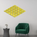 Modern geometric yellow acrylic mirror wall stickers in triangle pattern on a grey wall - Gold