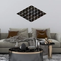 3D triangular mirror wall stickers arranged in a geometric diamond pattern for living room decor - Black