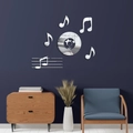 3D music notes mirror wall stickers silver acrylic musical decor for living room - Silver