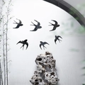 3D mirror acrylic swallow wall decals for modern living room and bedroom home decor set of 6 - Black