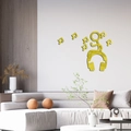 3D gouden acryl spiegel muursticker met muzikant en noten voor de decoratie van kamers - Goud