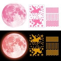 Pegatinas de pared rosa con luna unicornio y estrellas que brillan en la oscuridad - Luna + Unicornio Corazón Estrella (Luz Rosa)