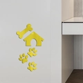 Set di 5 adesivi murali a specchio in acrilico giallo con cuccia per cani e impronte - Oro