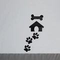 Stickers muraux 3D en acrylique miroir avec maison d'animaux et empreintes noires - Noir