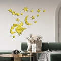 Stickers muraux miroir 3D sorcière magique dorée et lune pour décoration de chambre - Doré