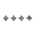 Detail view of four black acrylic mirror corner wall stickers with hollow floral patterns - Black