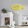 Moderner gelber Fisch Acryl Wandspiegel Aufkleber mit Ichthys Symbol für Dekoration - Gold