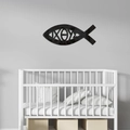 Moderner schwarzer Acryl-Wandaufkleber in Fischform Ichthys für minimalistische Deko - Schwarz