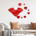 Red 3D mirror acrylic wall stickers featuring heart with wings for home decor - Red
