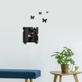 Adesivi murali a farfalla a specchio 3D e decalcomanie quadrate per decorazioni da parete - Nero