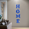 Blue 3D mirror acrylic HOME wall sticker with faceted texture for living room decor - Blue