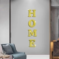 3D acrylic mirror HOME wall stickers in gold, vertical display for living room decor - Gold