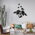Stickers muraux miroir créatifs cœur et oiseau dans un salon au style minimaliste - Noir