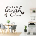 Adesivi murali a specchio in acrilico con scritta Live Laugh Love per casa moderna - Nero