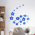 Blauwe acryl spiegel ster wandstickers set voor decoratie van de woonkamer - Blauw