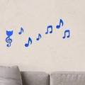 Pegatinas de pared de notas musicales en acrílico azul con efecto espejo en el salón - Azul