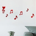Stickers muraux en acrylique miroir rouge avec notes de musique pour déco maison - Rouge