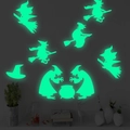 Adesivi murali Halloween fluorescenti con streghe e calderoni per camerette bimbi - Strega Magica YG504-Luce Verde