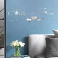 Dettaglio dell'adesivo da parete specchiato argento con testo Always Forever e cuori - Argento