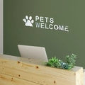Sticker mural miroir acrylique Pets Welcome avec empreinte de patte pour animalerie - Argenté