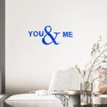 Adesivo murale in acrilico blu a specchio 'YOU & ME' per decorazioni moderne - Blu