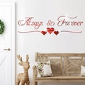 3D red mirror wall sticker with Always & Forever text and hearts for home decor - Red