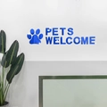 Sticker mural miroir bleu en acrylique Pets Welcome avec décoration d'empreinte de patte - Bleu