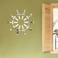 Moderne zilveren spiegel wandstickers in een zonnestraal patroon voor woonkamer decor - Zilver