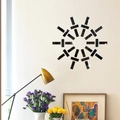 Moderne zwarte acryl spiegel wandstickers met geometrische zonnestraal patronen decor - Zwart