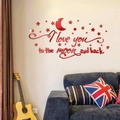 Stickers muraux 3D miroir rouge acrylique avec lune et étoiles I Love You to the Moon and Back - Rouge